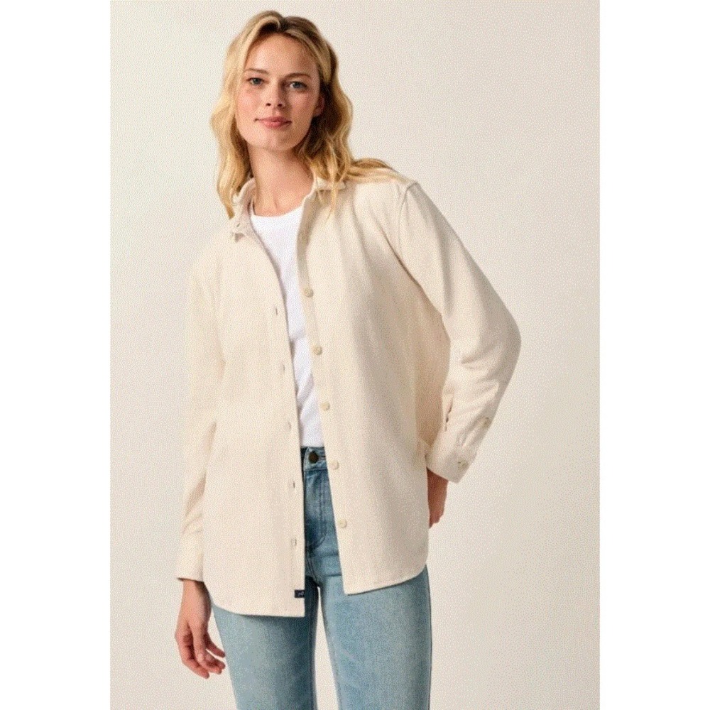 Johnnie-O Priscila Women L Large Beige JWWL100080 Stretch Button Polo Shirt
